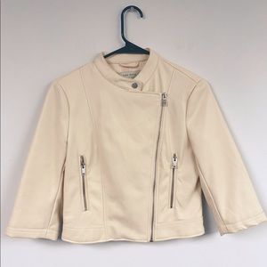 Zara Creamy Faux Leather Cropped Moto Jacket